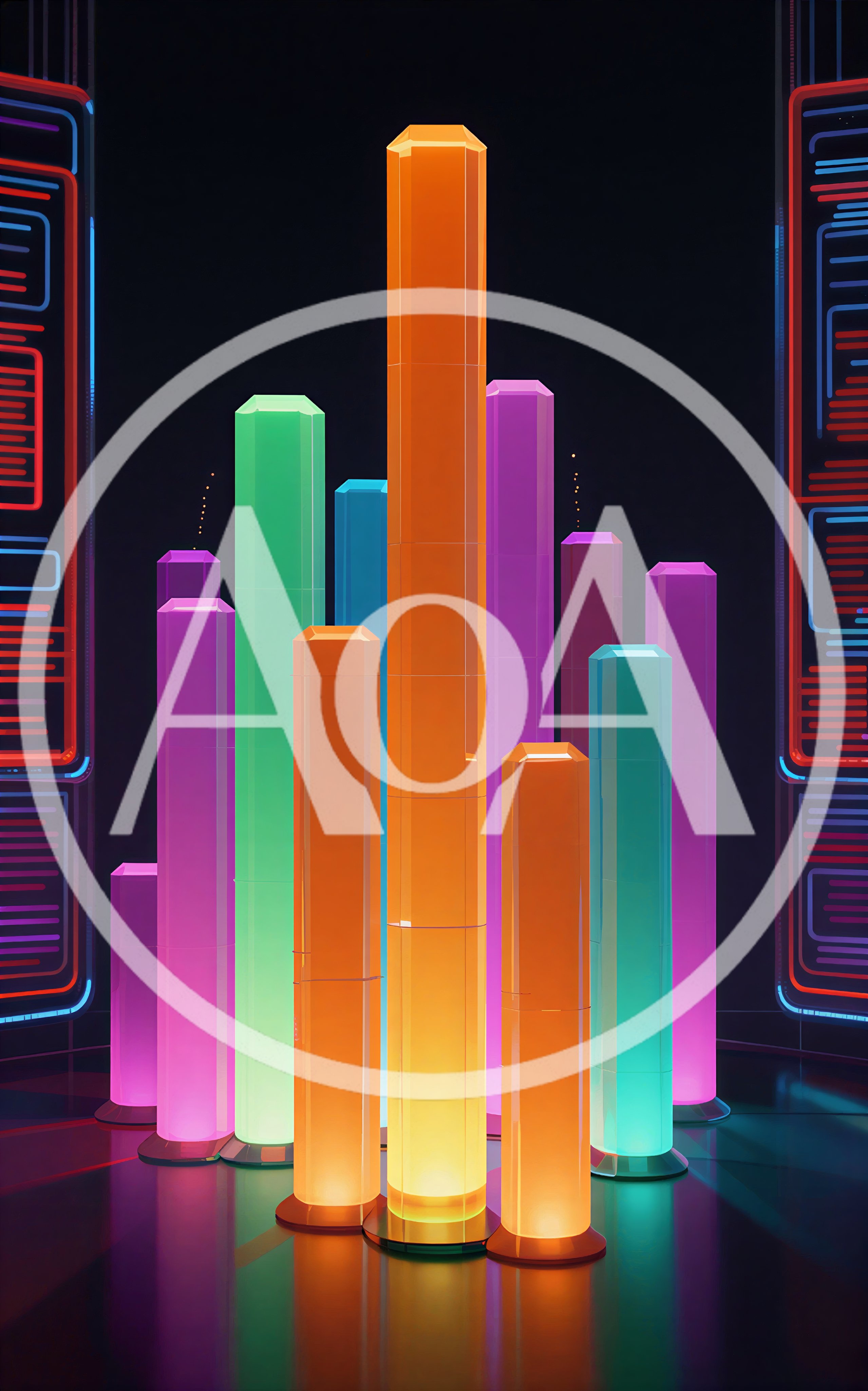 Futuristic Glowing Data Visualization Pillars
