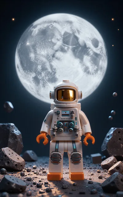 Lego Astronaut Standing On The Moon Surface