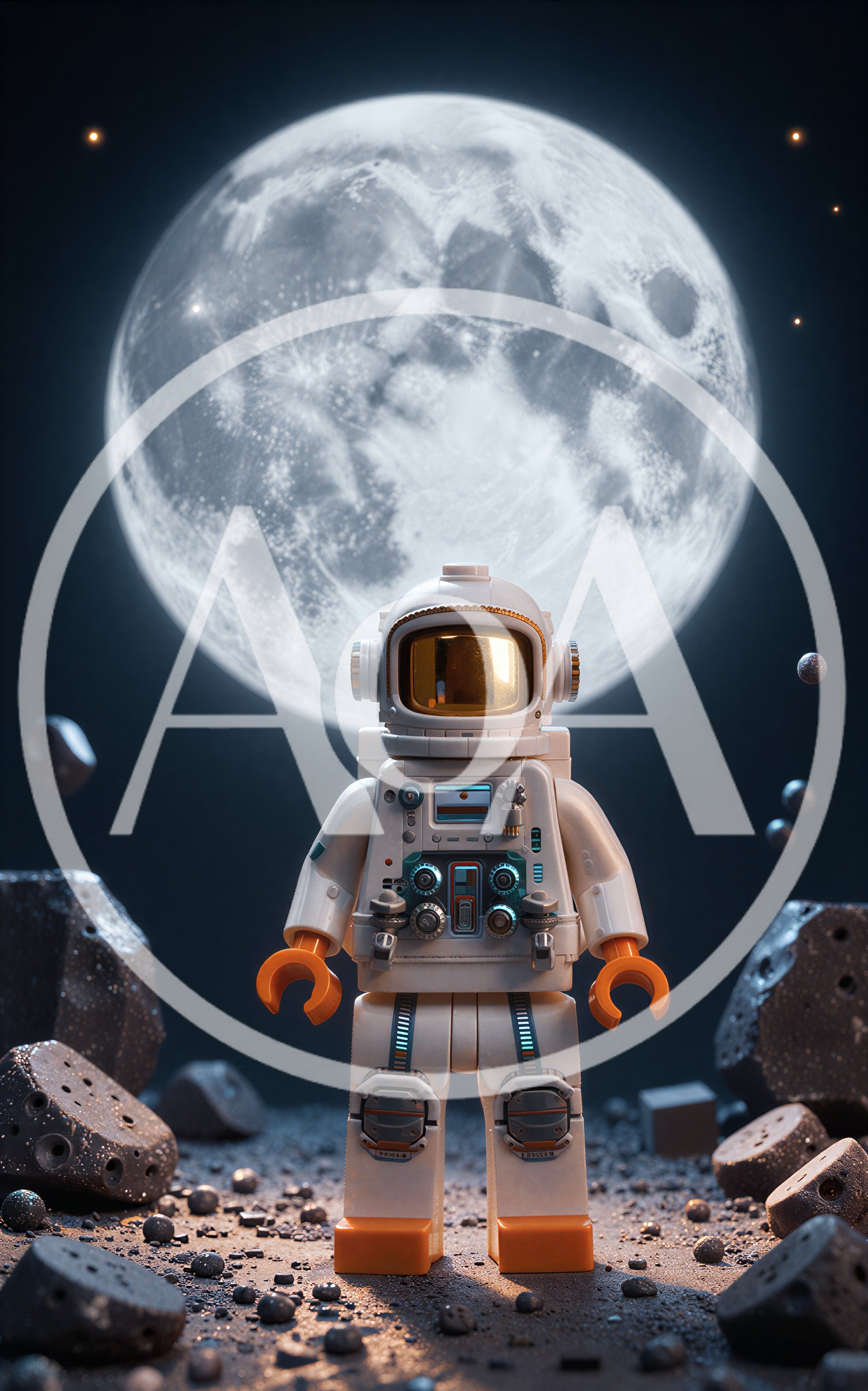Lego Astronaut Standing On The Moon Surface