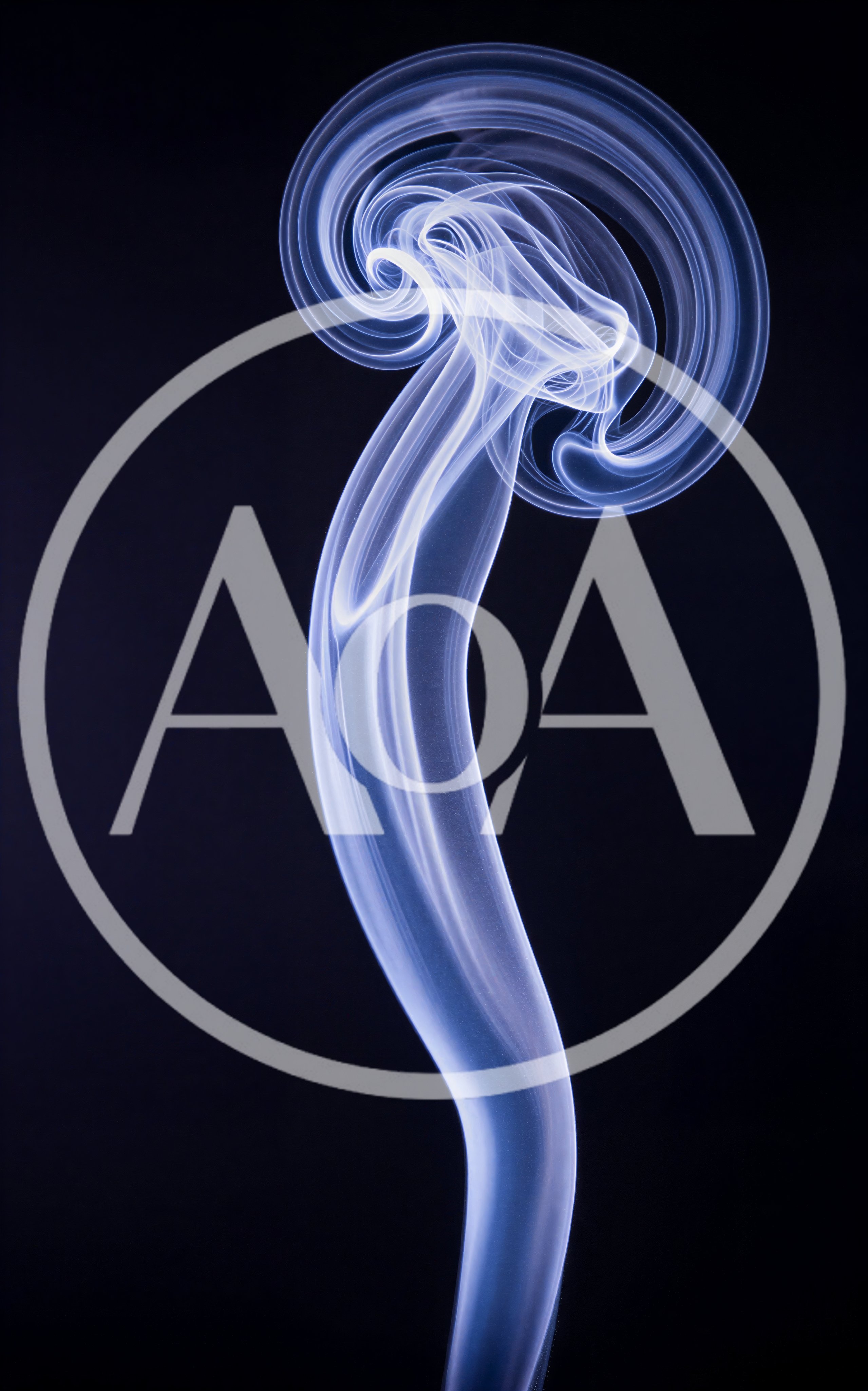 Abstract Blue Smoke Swirls Against Black Background