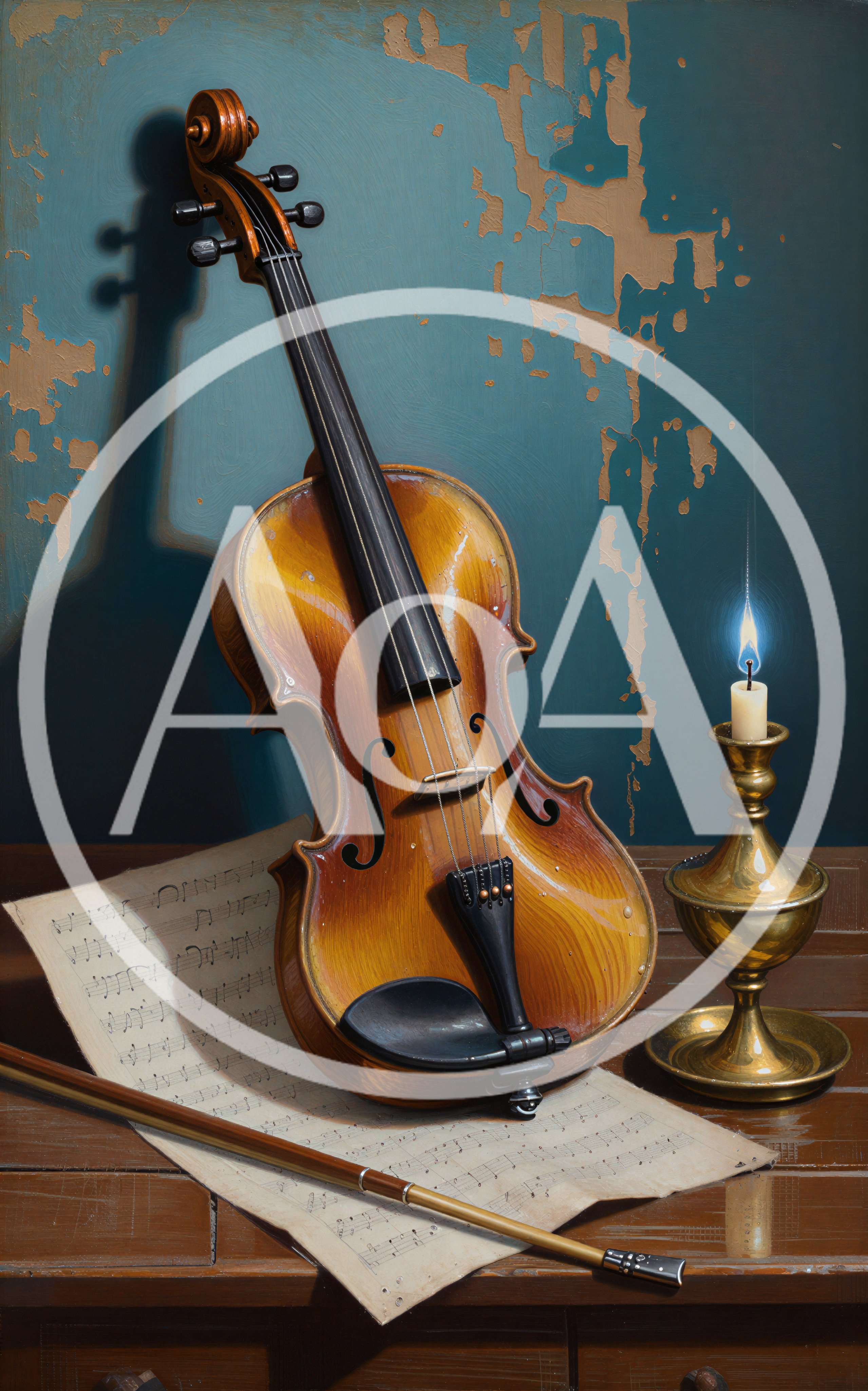 Still Life With Violin And Candle