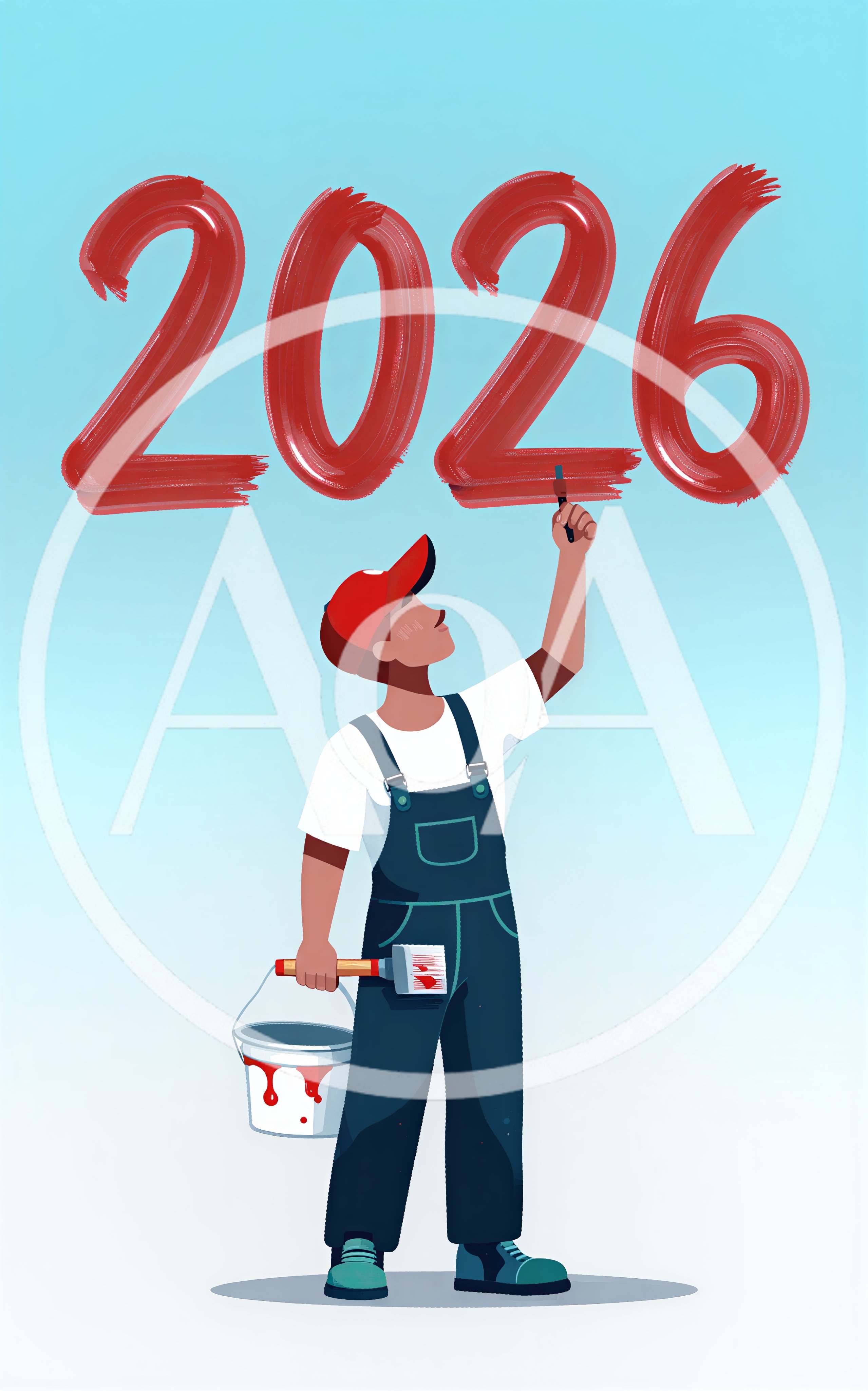 Painter Creating The Year 2026 In Red Paint