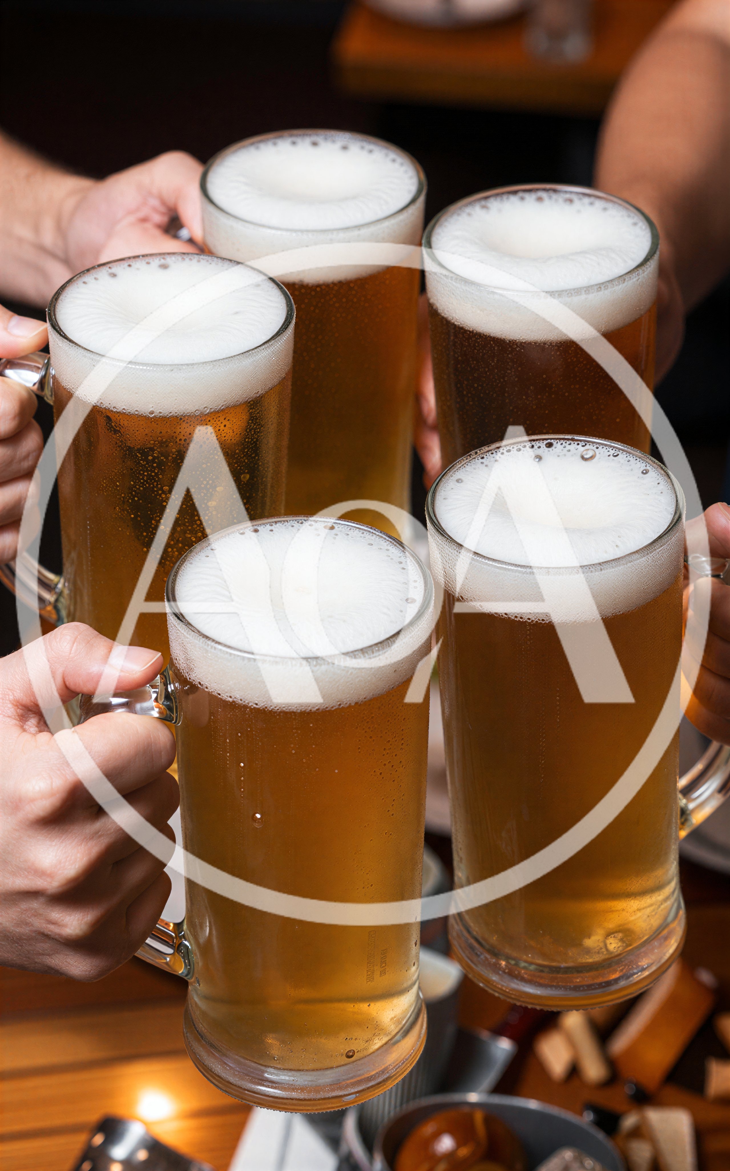 Friends Toasting With Large Mugs Of Beer