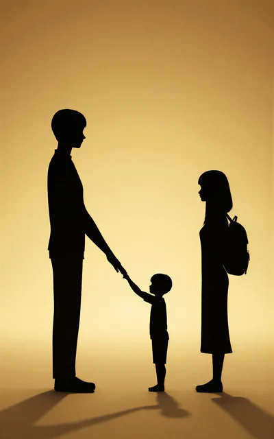 Silhouette Of A Family Holding Hands