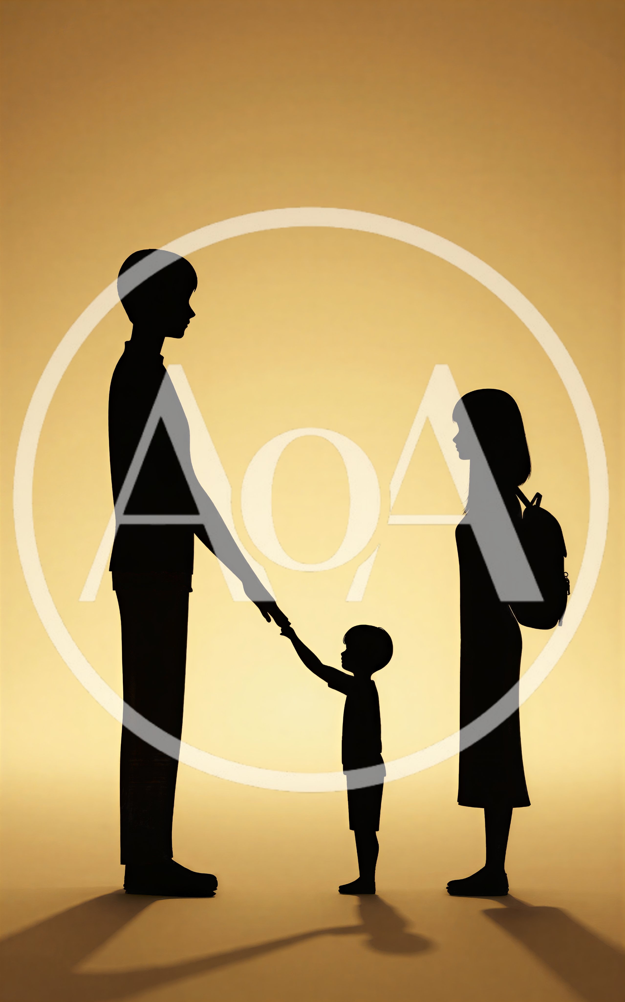 Silhouette Of A Family Holding Hands
