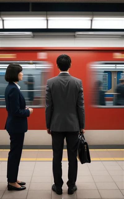 Business Professionals Waiting For A Subway Train