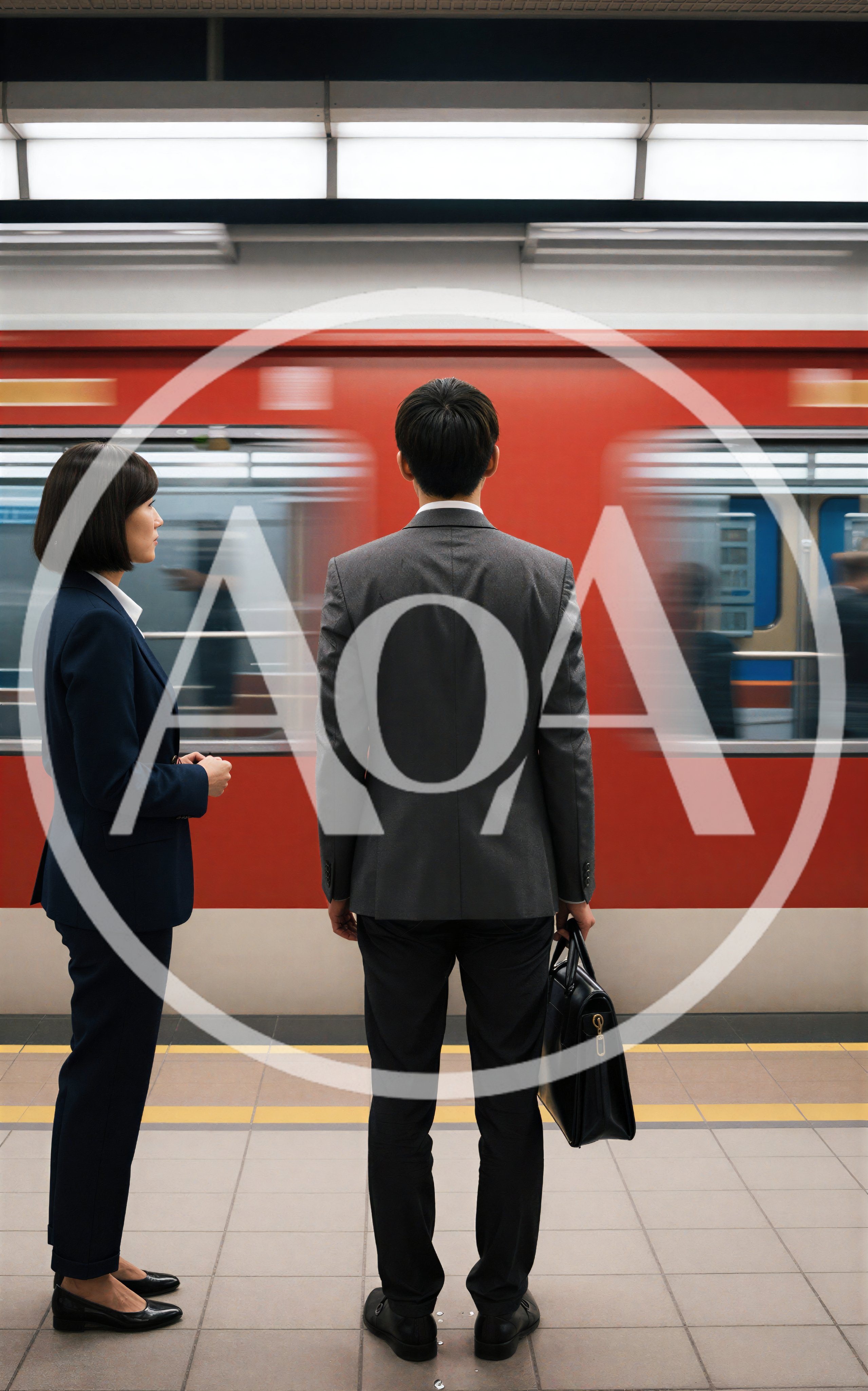 Business Professionals Waiting For A Subway Train