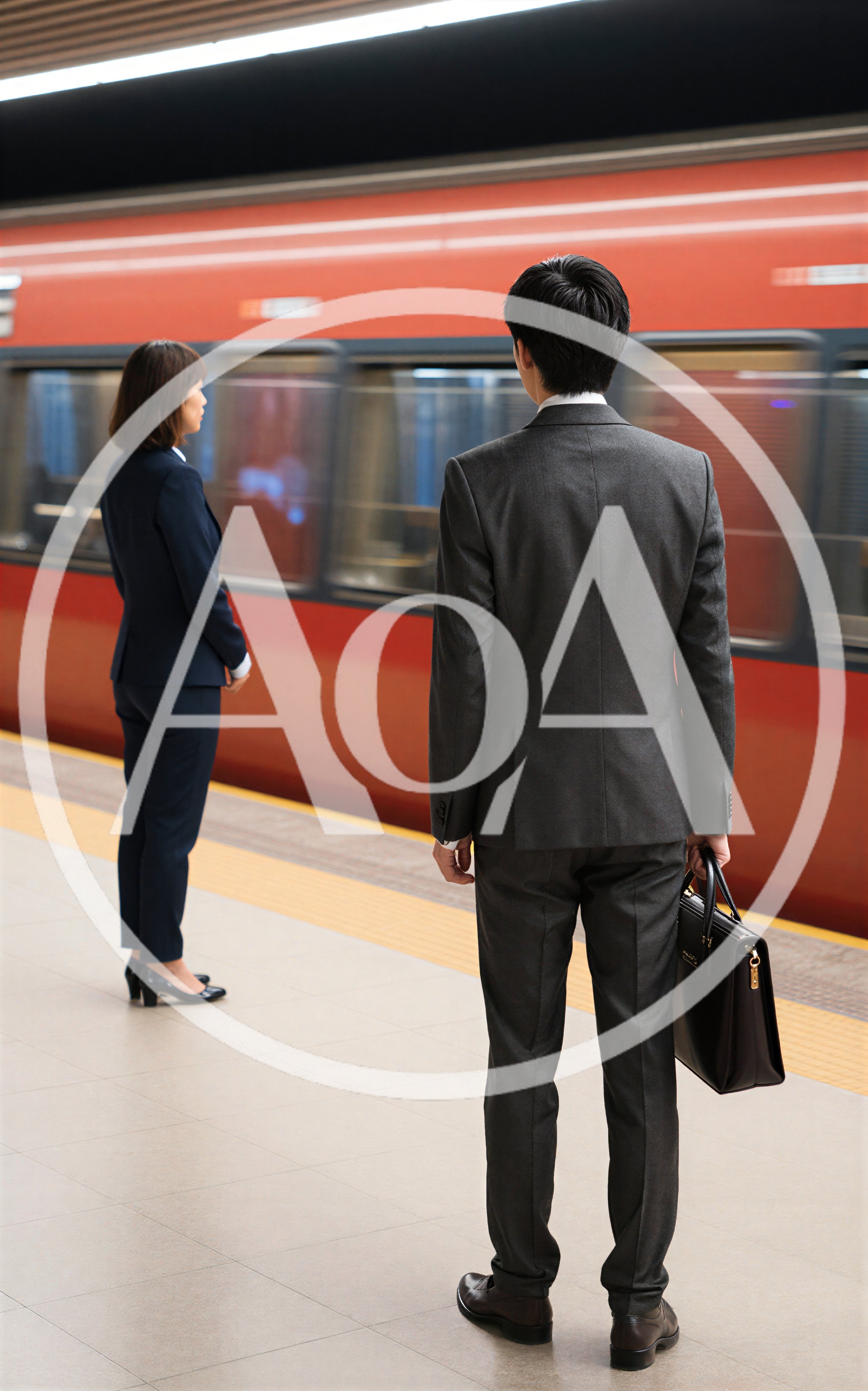 Business Professionals Waiting For A Train At The Station