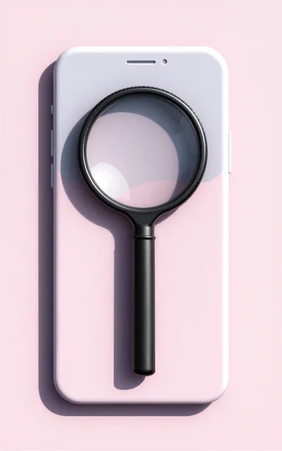 Magnifying Glass Over A Minimalist Smartphone