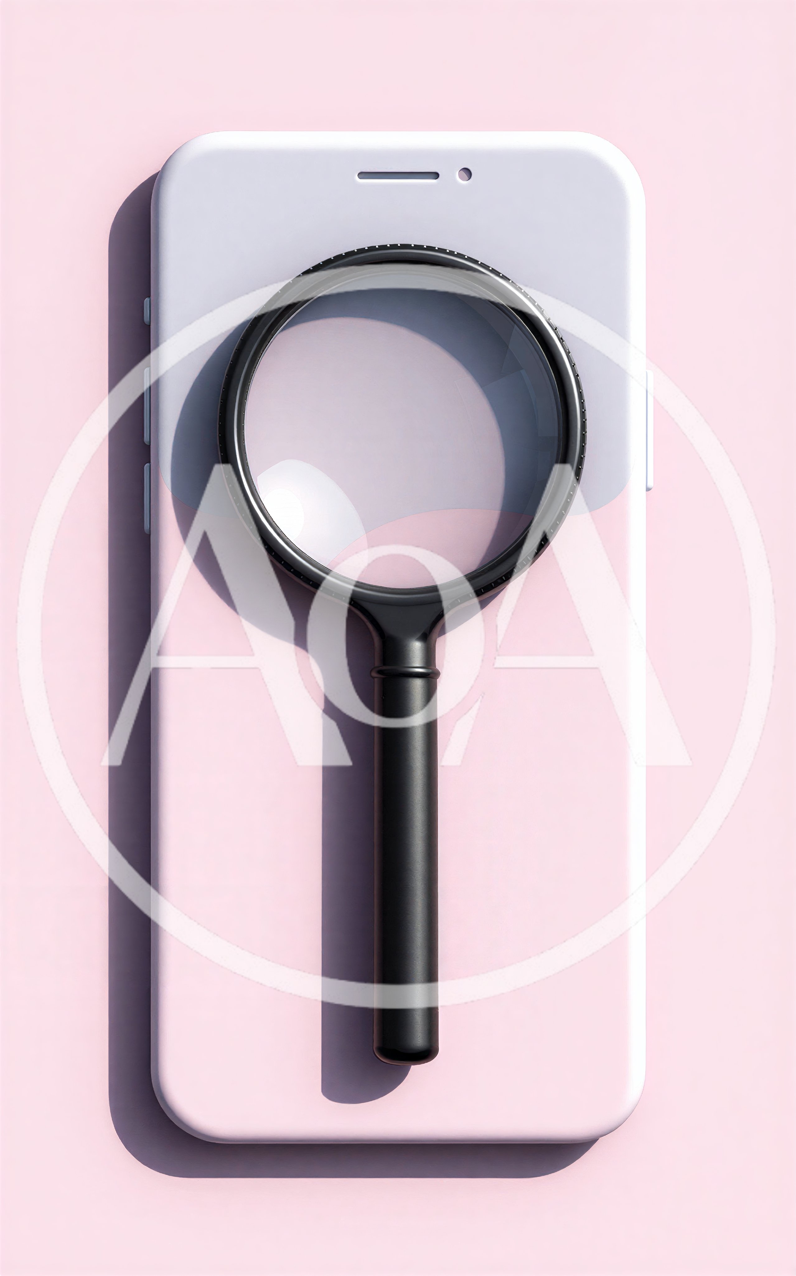 Magnifying Glass Over A Minimalist Smartphone