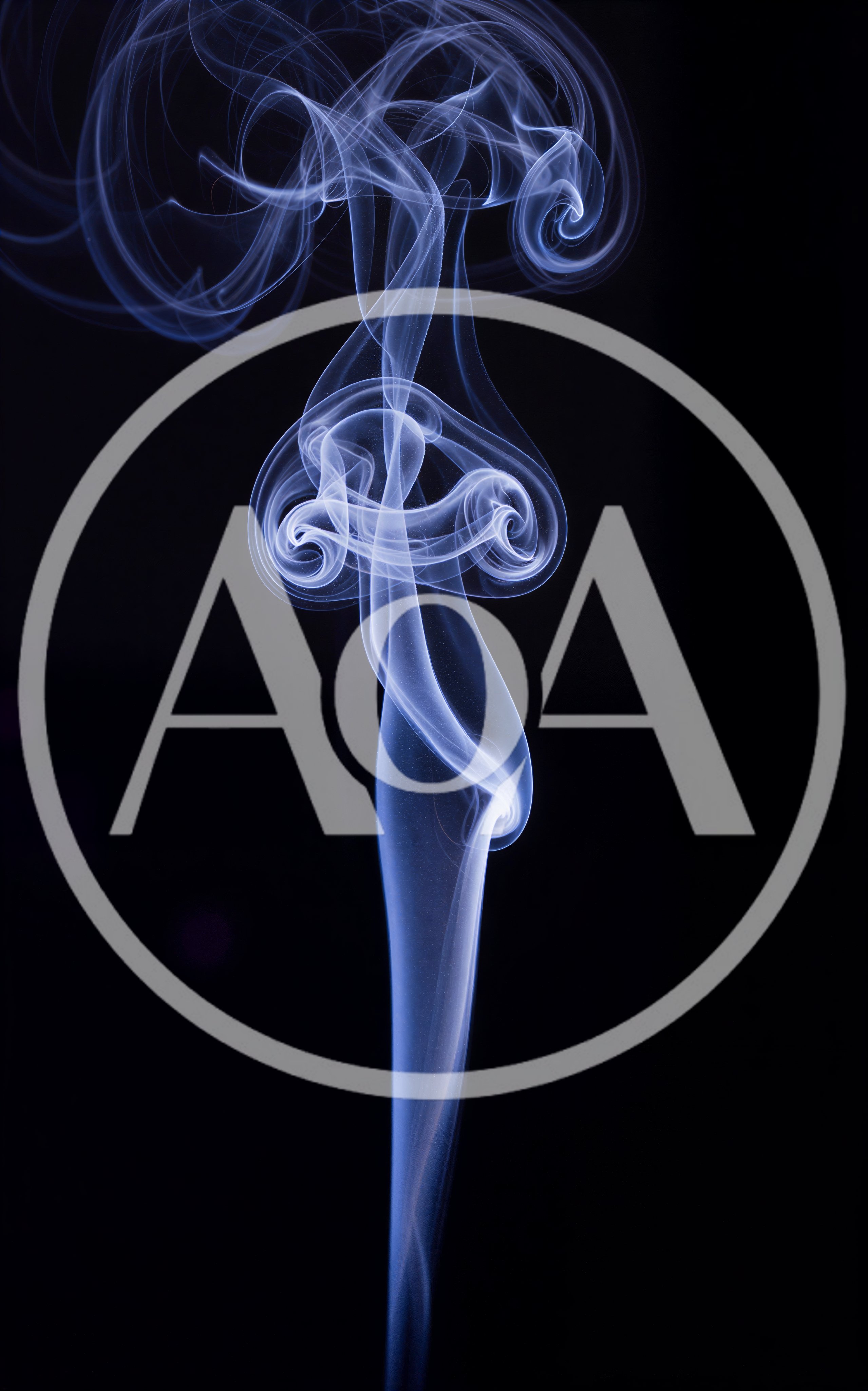 Abstract Blue Smoke Swirls Against Black Background