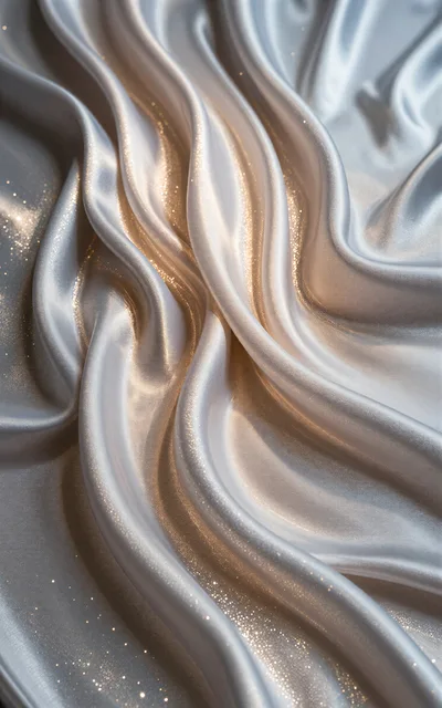 Flowing White Silk Fabric With Subtle Glitter Texture