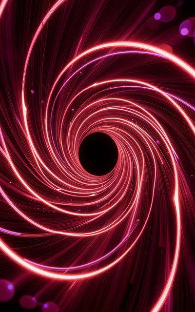 Abstract Red Neon Light Tunnel Spiral