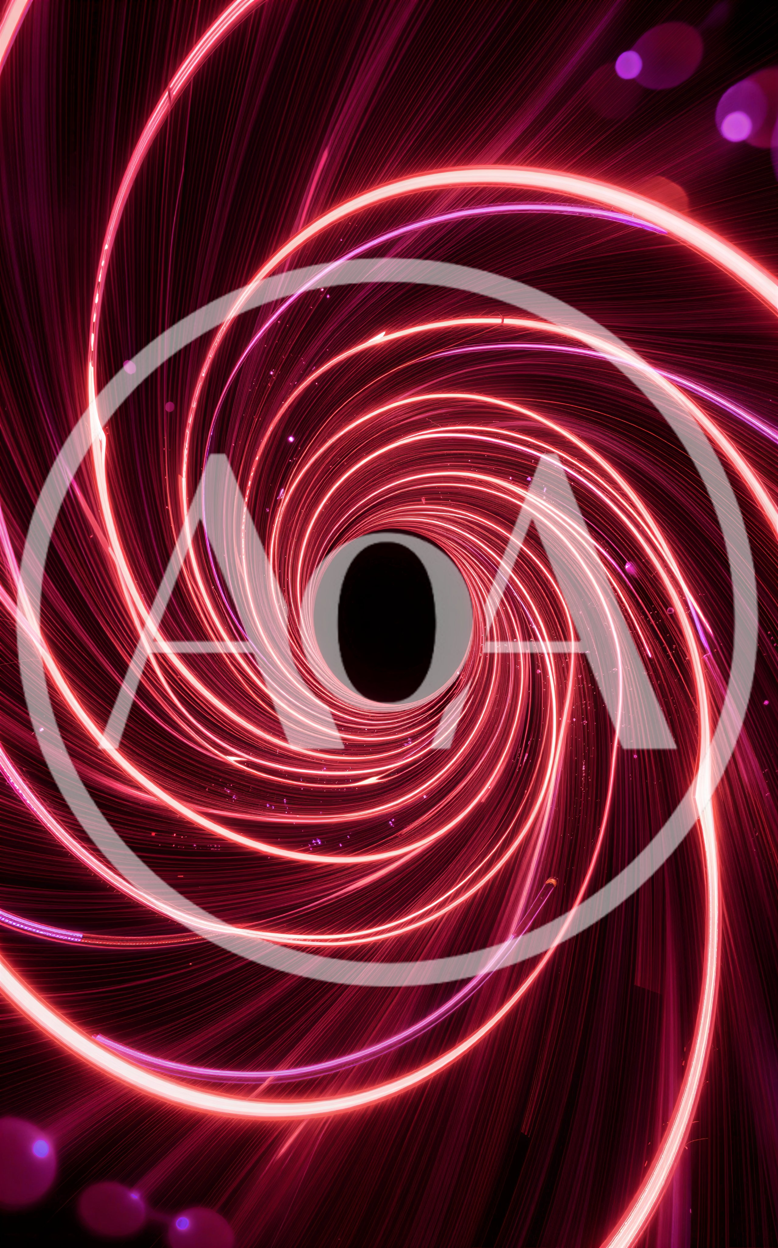 Abstract Red Neon Light Tunnel Spiral