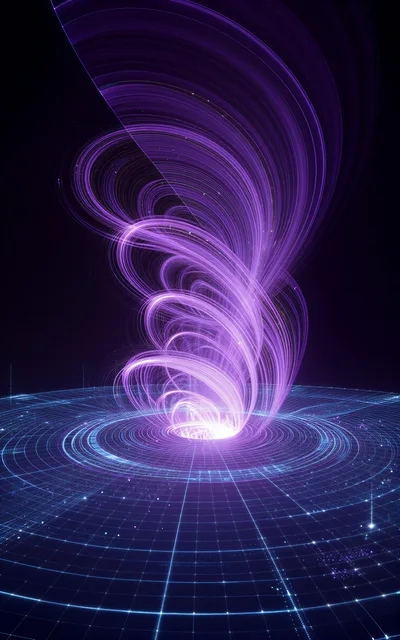 Abstract Digital Vortex With Glowing Purple Energy Swirl
