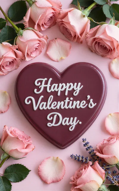 Heart Shaped Valentine Day Gift Box With Pink Roses