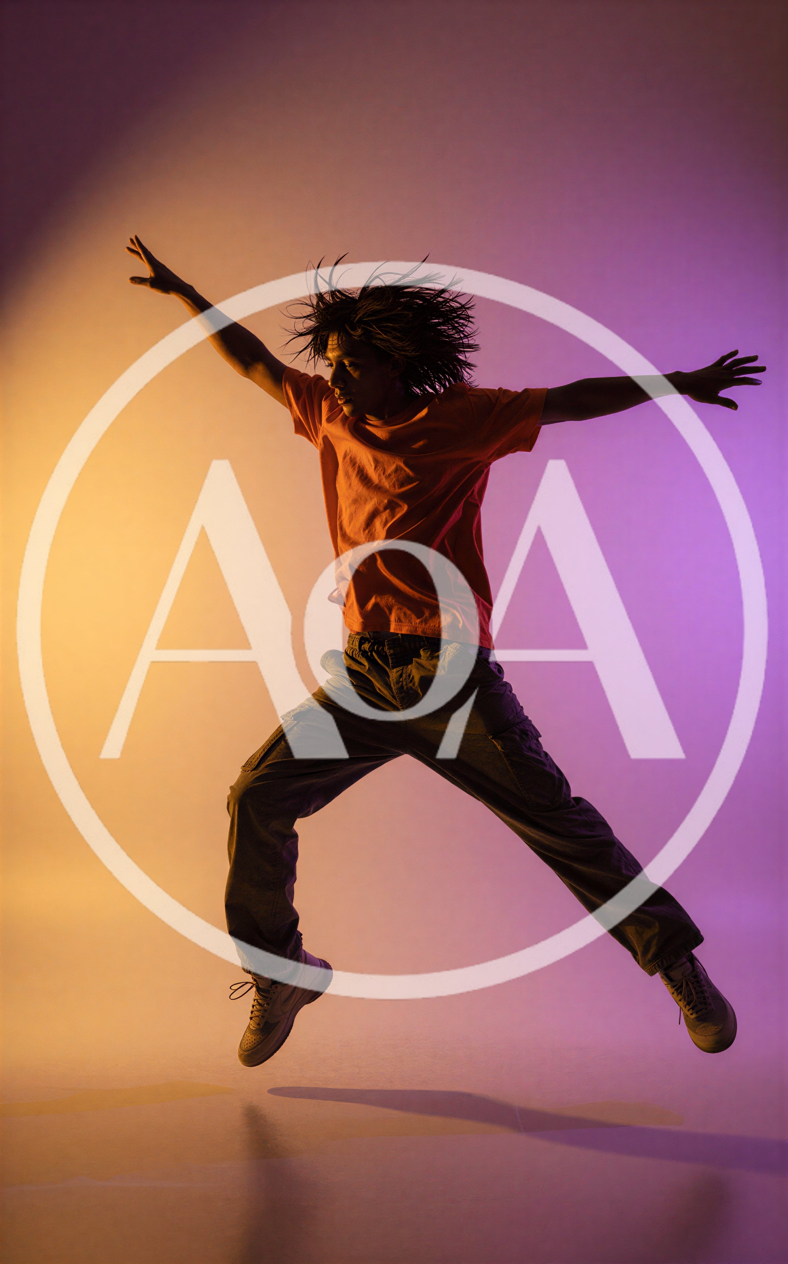 Young Man Performing Dynamic Dance Jump