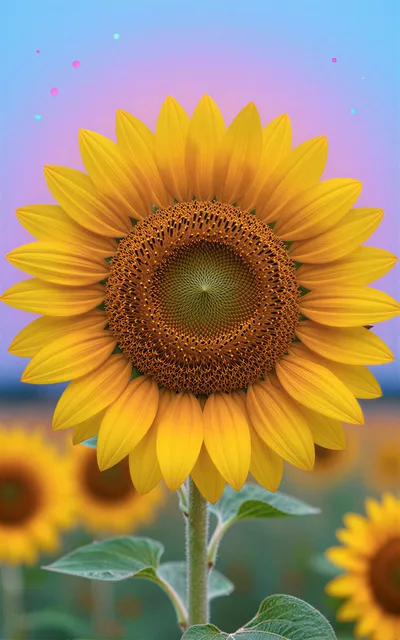 Single Vibrant Sunflower In A Field