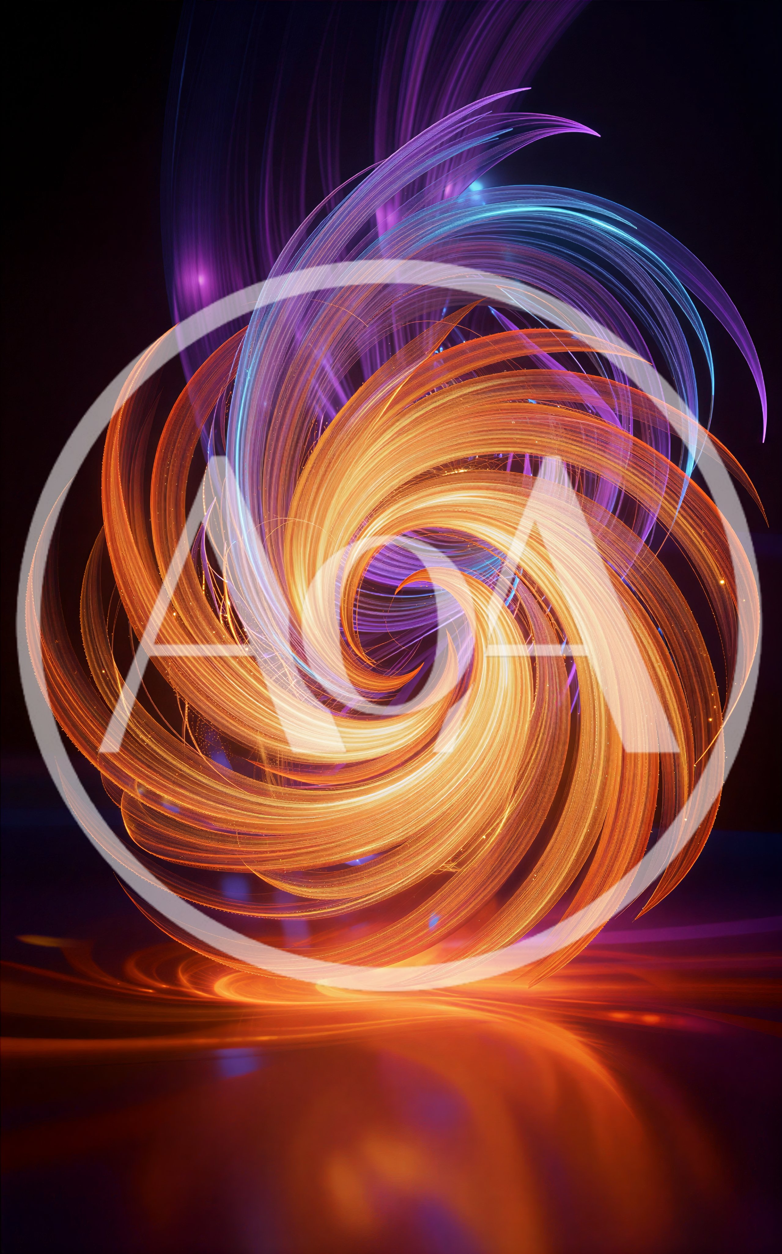 Abstract Swirling Light Vortex With Orange And Purple Trails