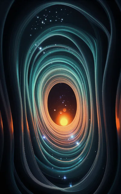 Abstract Cosmic Tunnel With Glowing Celestial Light