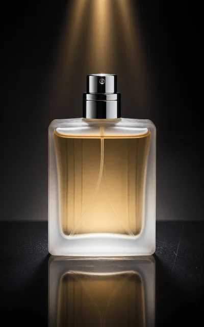 Frosted Glass Perfume Bottle With Golden Liquid