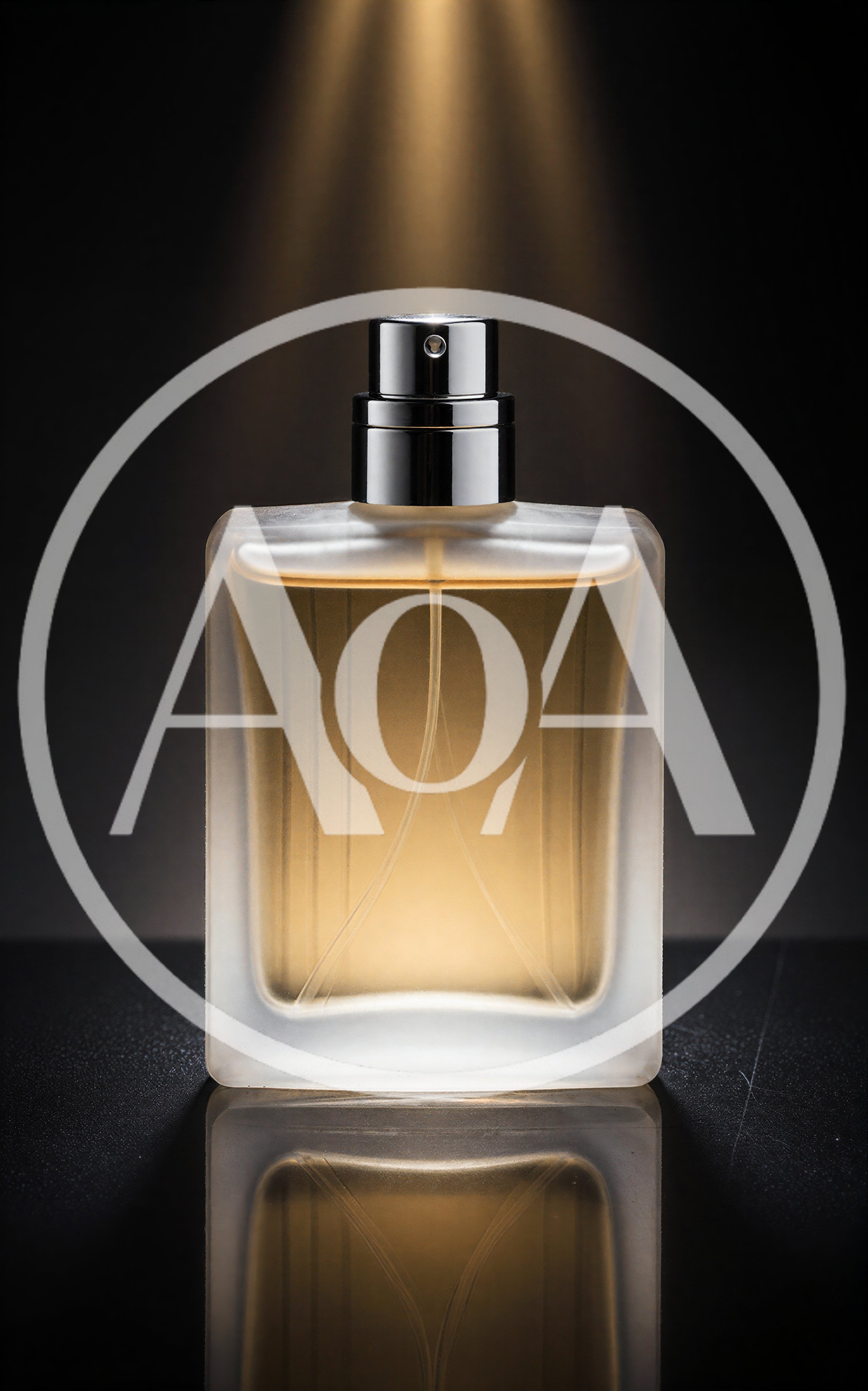 Frosted Glass Perfume Bottle With Golden Liquid