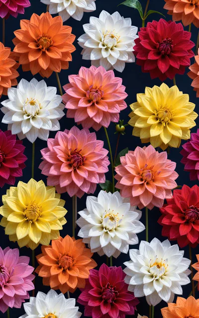 Vibrant Multi-Colored Dahlia Flowers Pattern