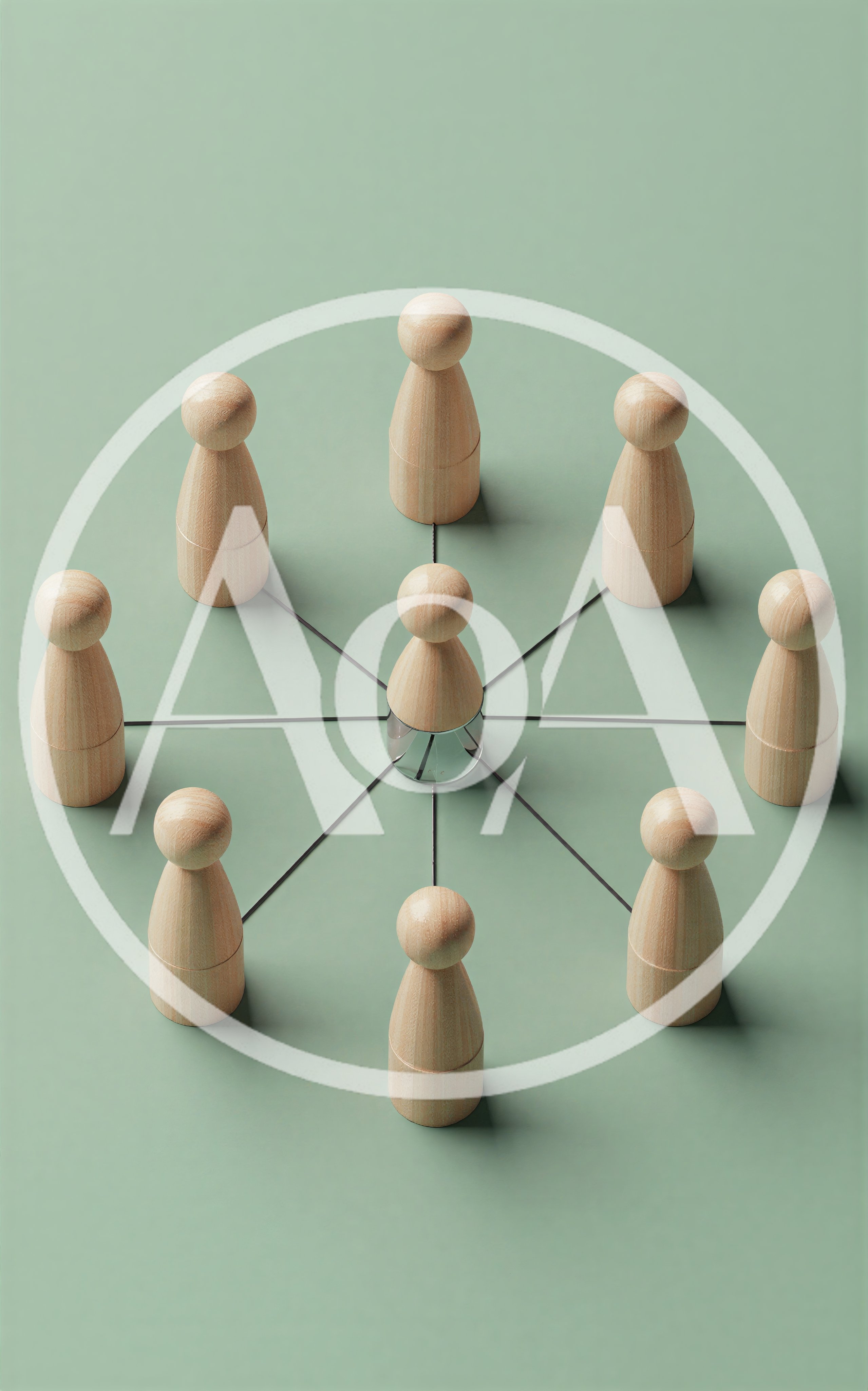 Wooden Peg Figures Connected In A Network