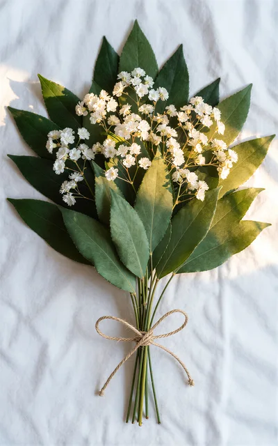 Bouquet of Ruscus Leaves and Baby Breath