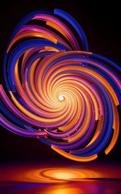 Abstract Swirling Light Vortex With Glowing Orange And Blue