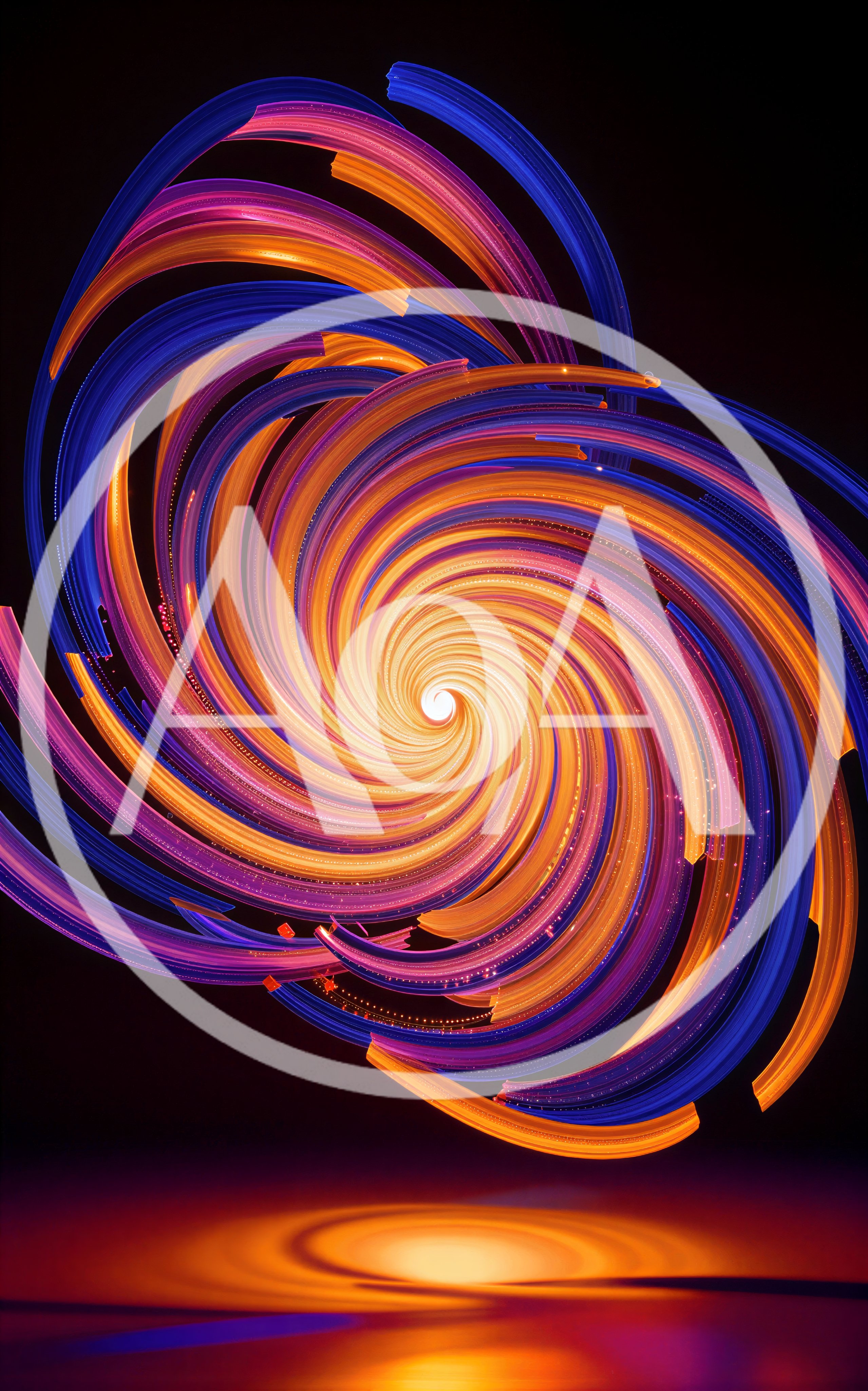 Abstract Swirling Light Vortex With Glowing Orange And Blue