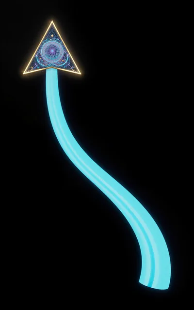 Glowing Cosmic Triangle Arrow Pointing Upward
