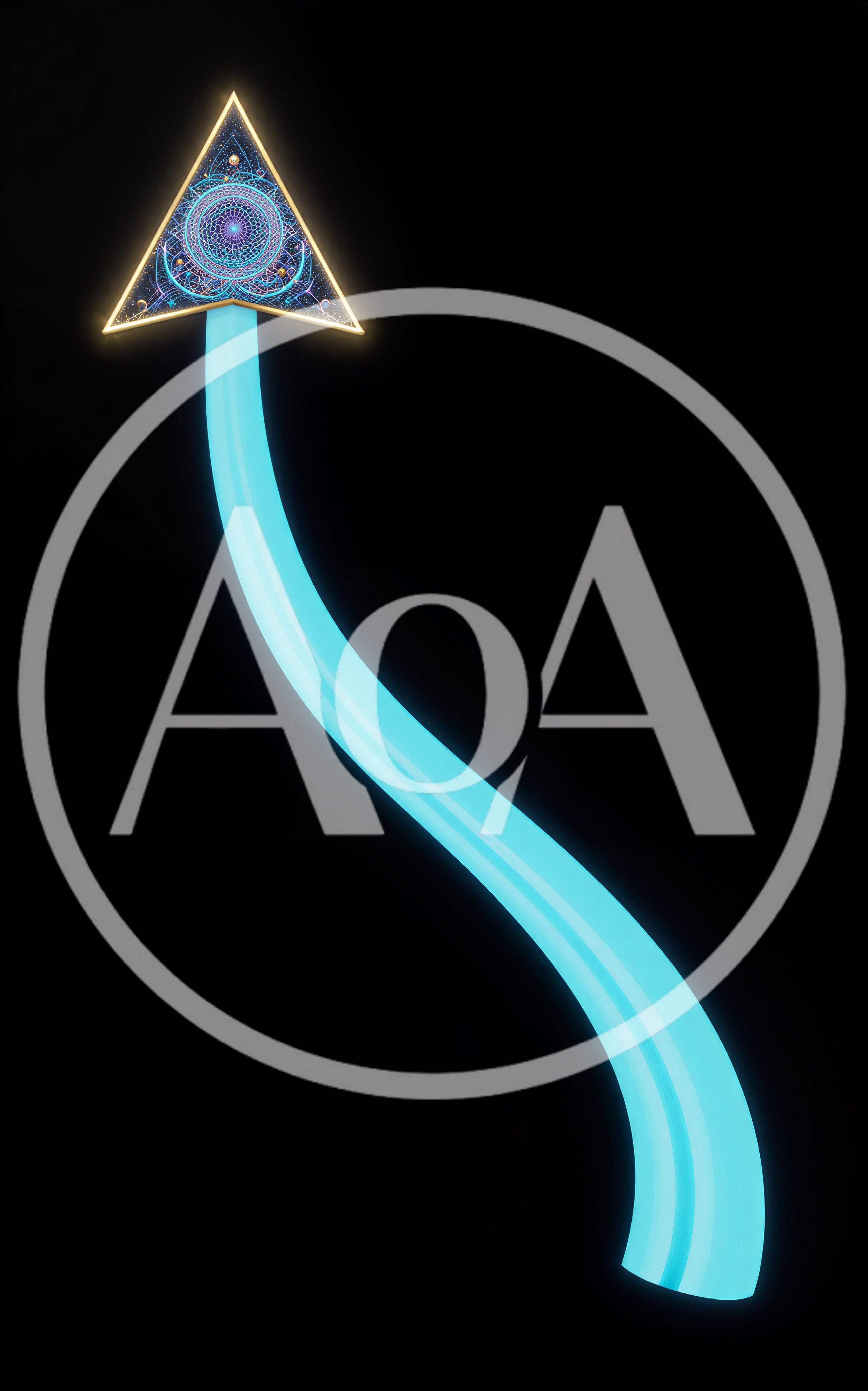 Glowing Cosmic Triangle Arrow Pointing Upward
