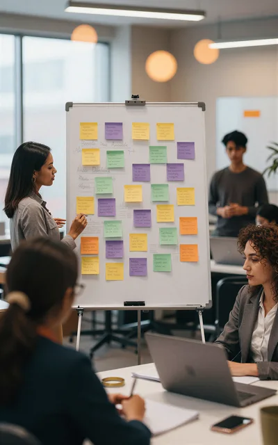 Professional Team Collaborating During Office Strategy Meeting
