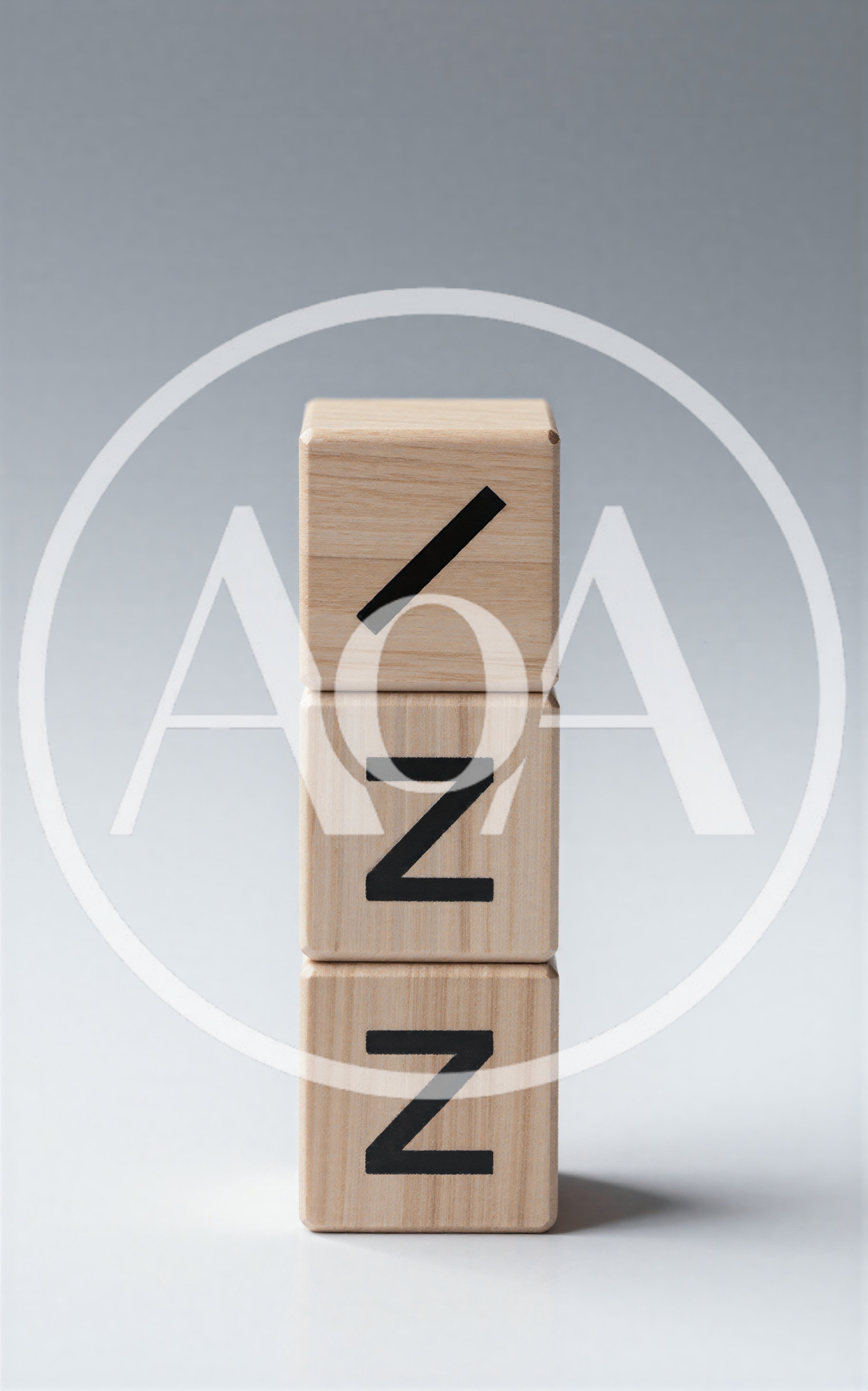 Three Stacked Wooden Blocks With Letter Z And Slash