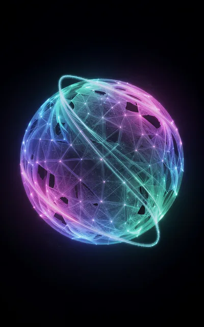 Digital Holographic Globe With Glowing Network Connections