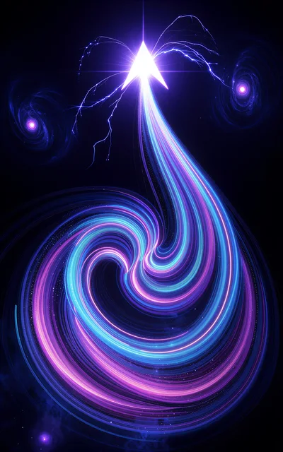 Abstract Cosmic Spiral With Glowing Light Trails