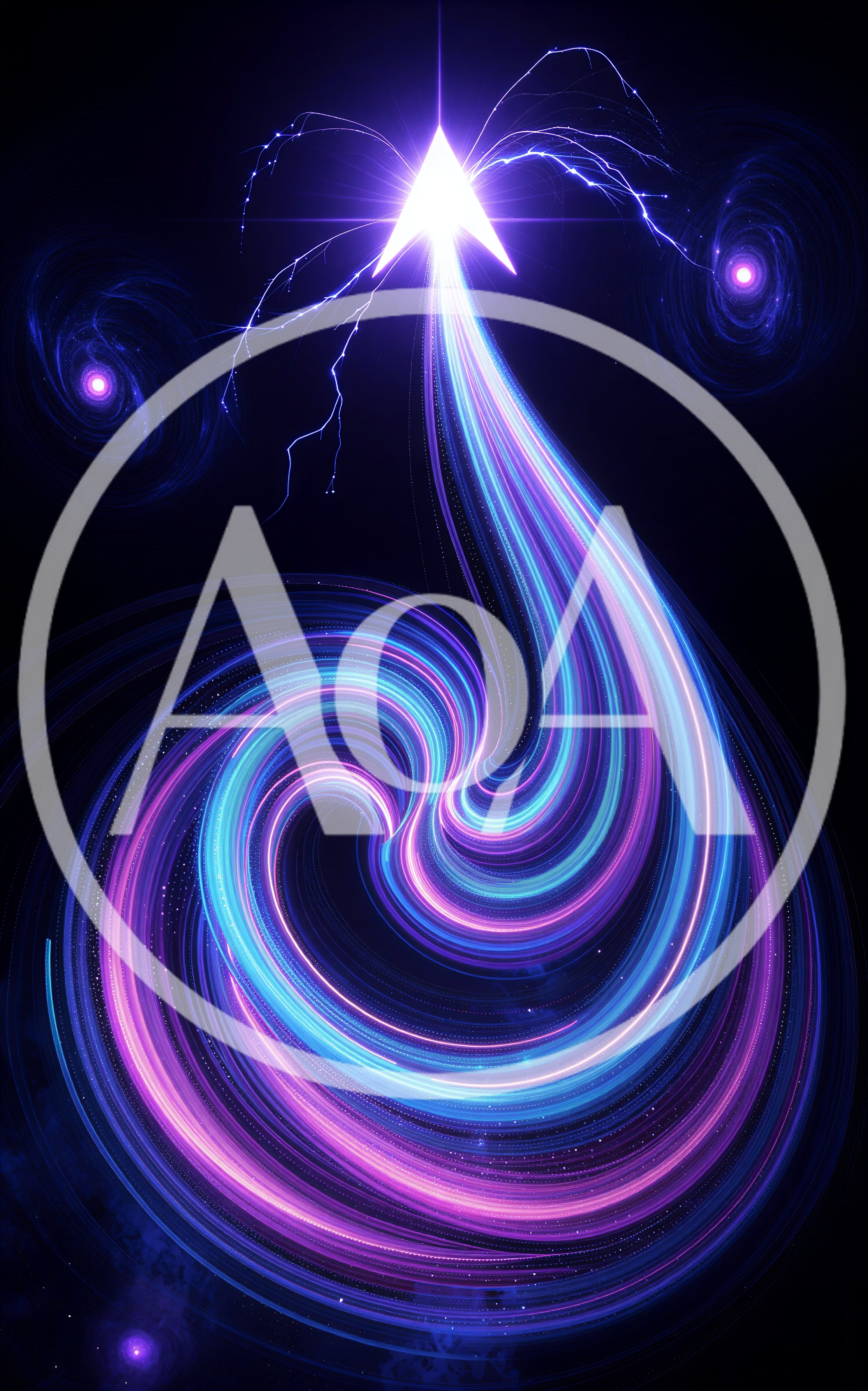 Abstract Cosmic Spiral With Glowing Light Trails