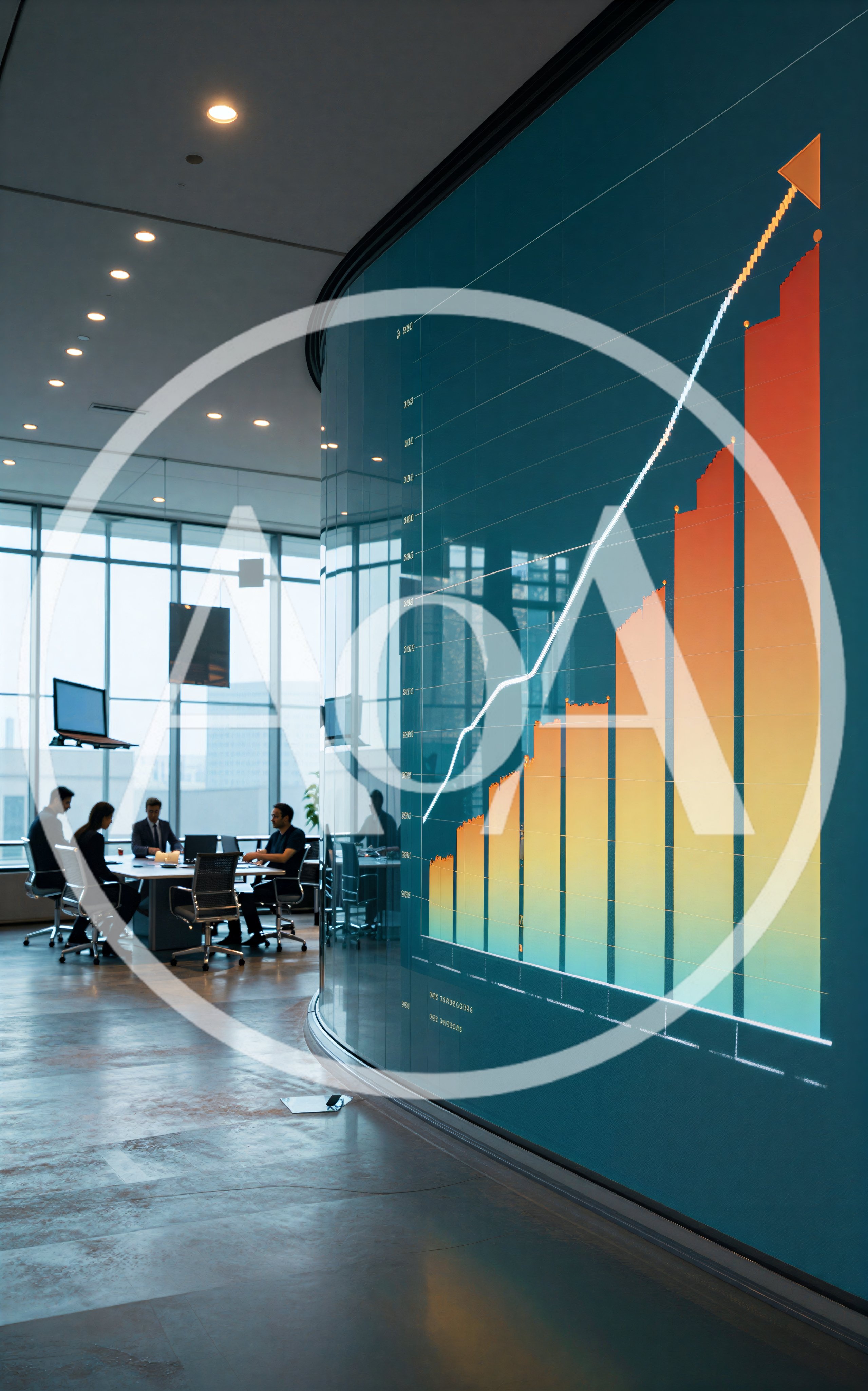 Business Team Meeting In Modern Office With Growth Chart
