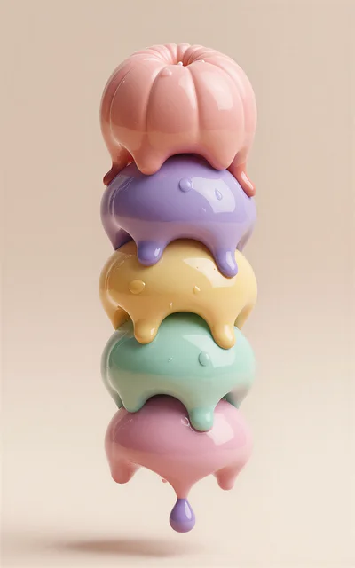 Stacked Pastel Glossy Sculptural Forms
