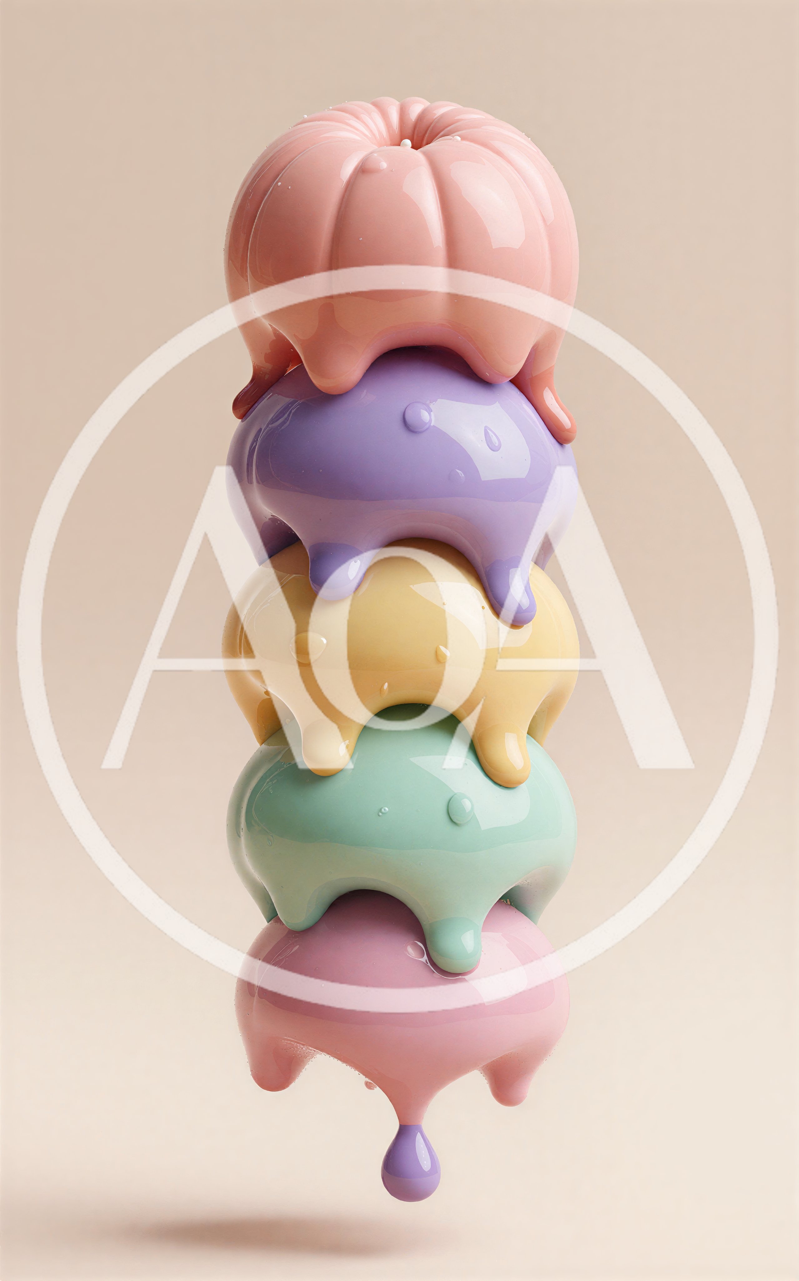 Stacked Pastel Glossy Sculptural Forms