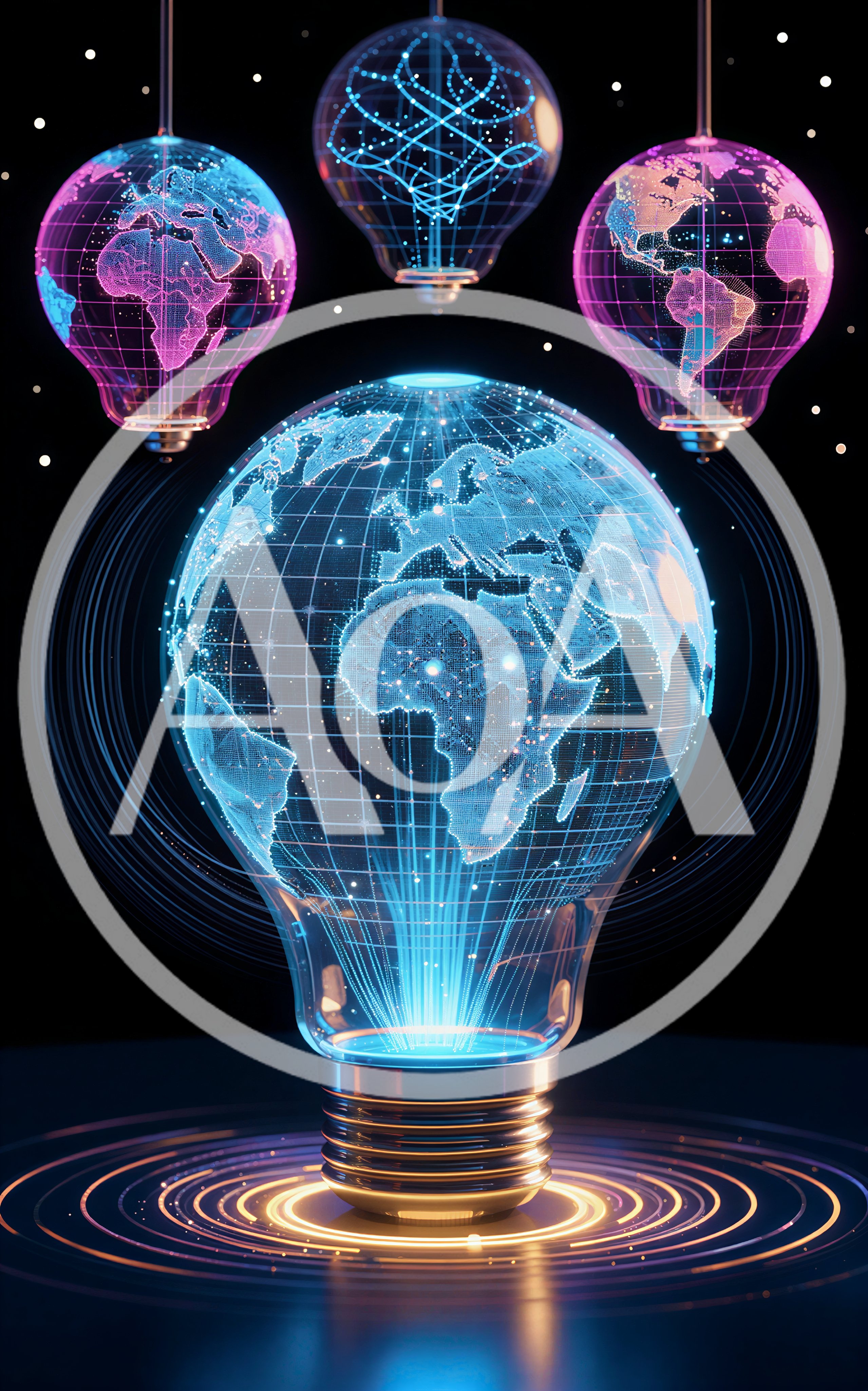 Digital Globe Inside Glowing Light Bulb Concept