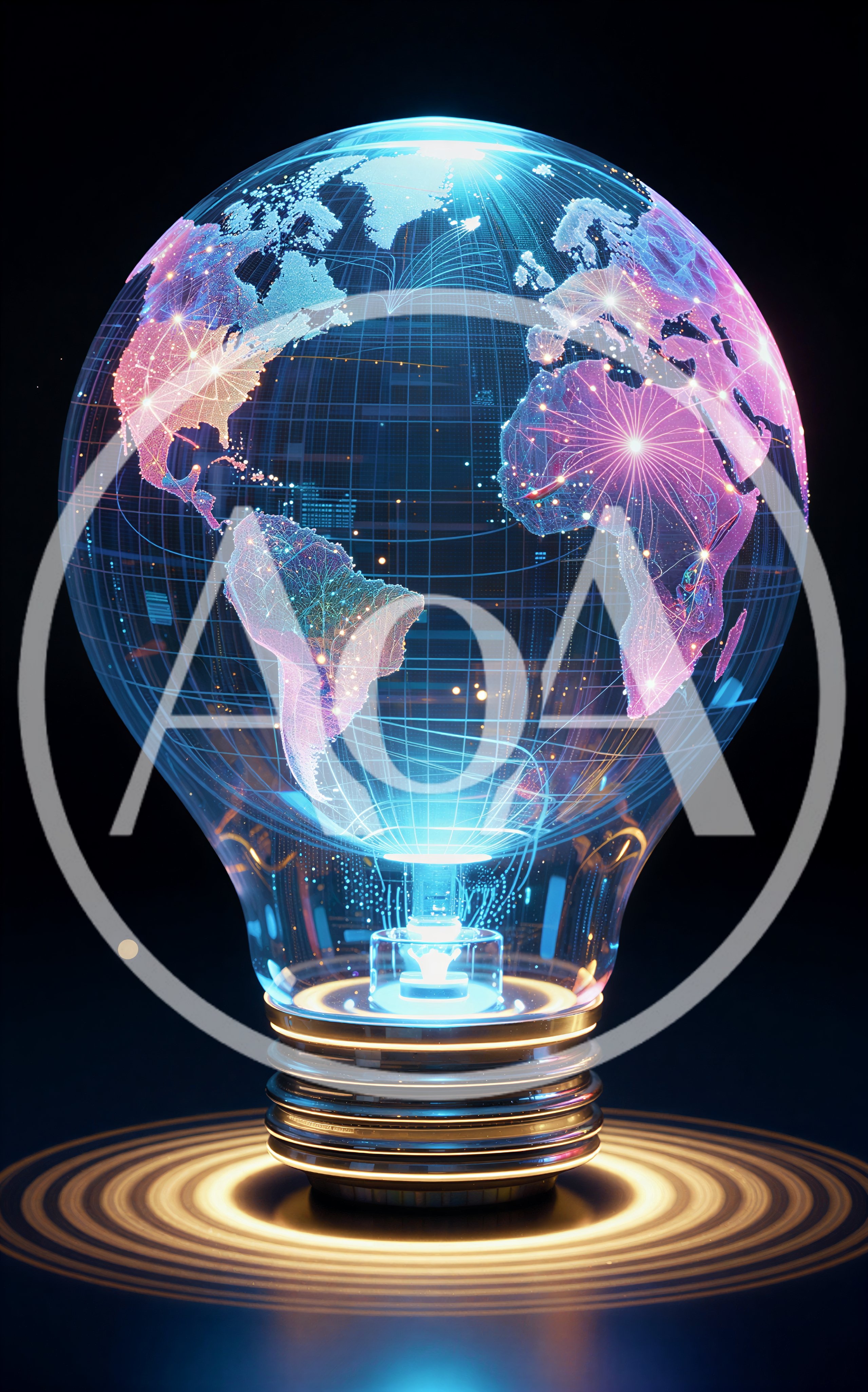 Digital Earth Globe Inside A Glowing Light Bulb