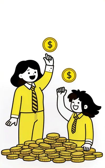 Two Businesswomen Celebrating Success With Gold Coins