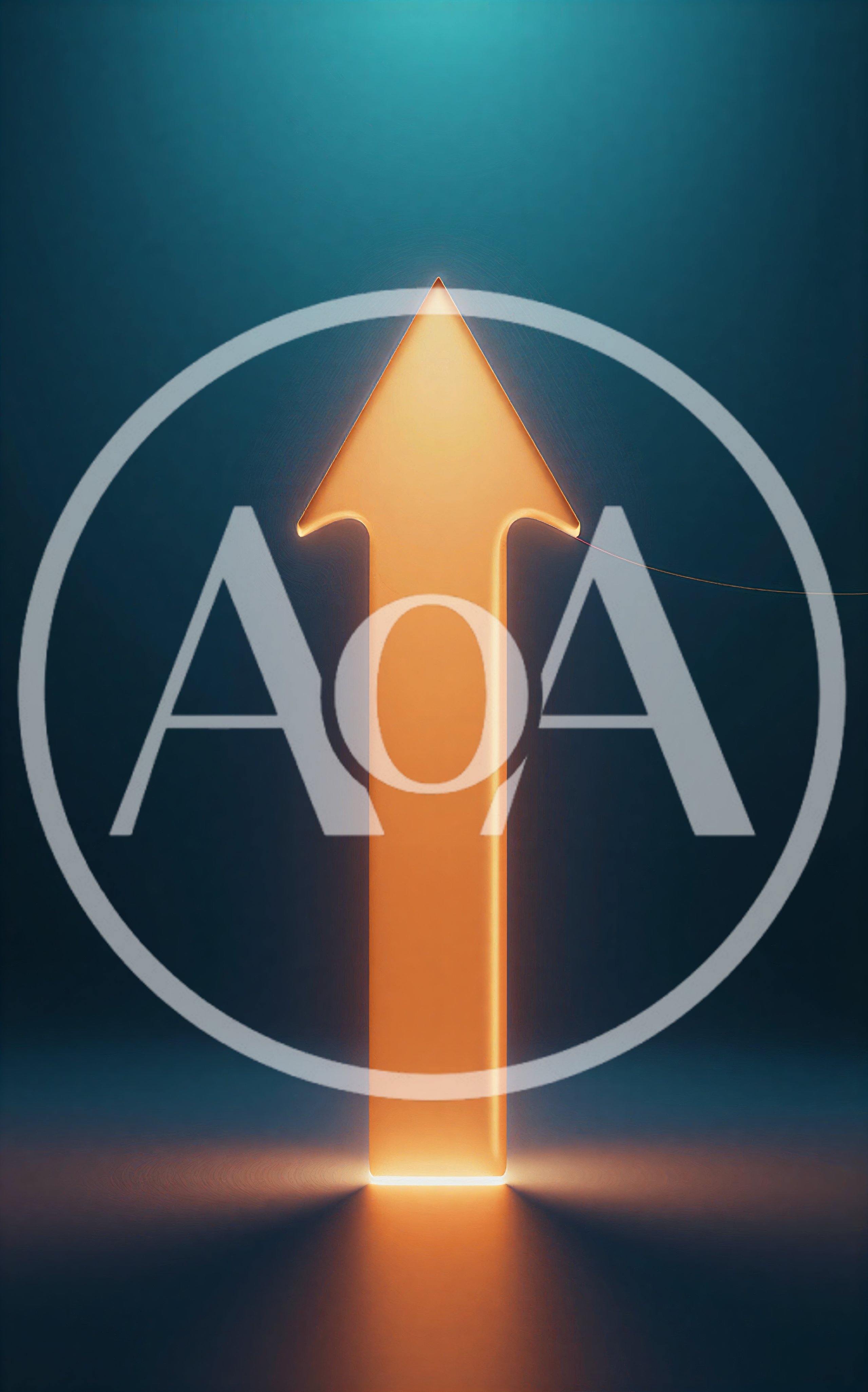 Glowing Orange Arrow Pointing Upward On Dark Background