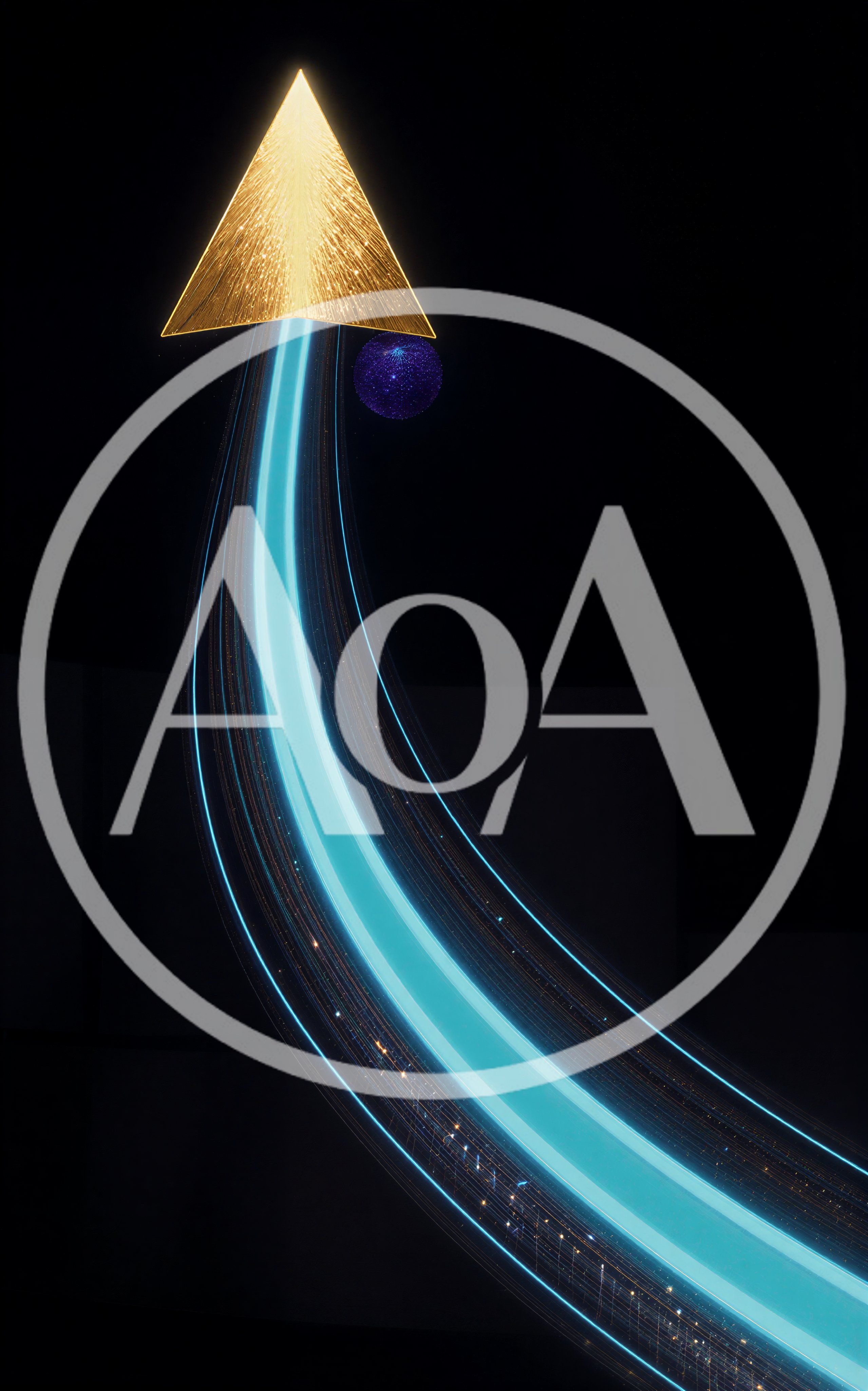 Abstract Golden Arrow With Glowing Blue Light Trail