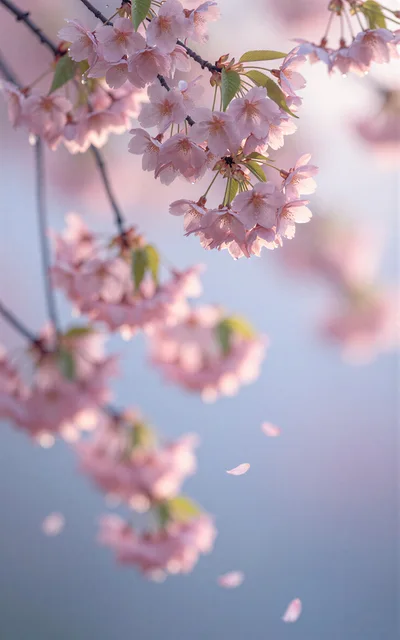 Soft Pink Cherry Blossoms Blooming In Spring