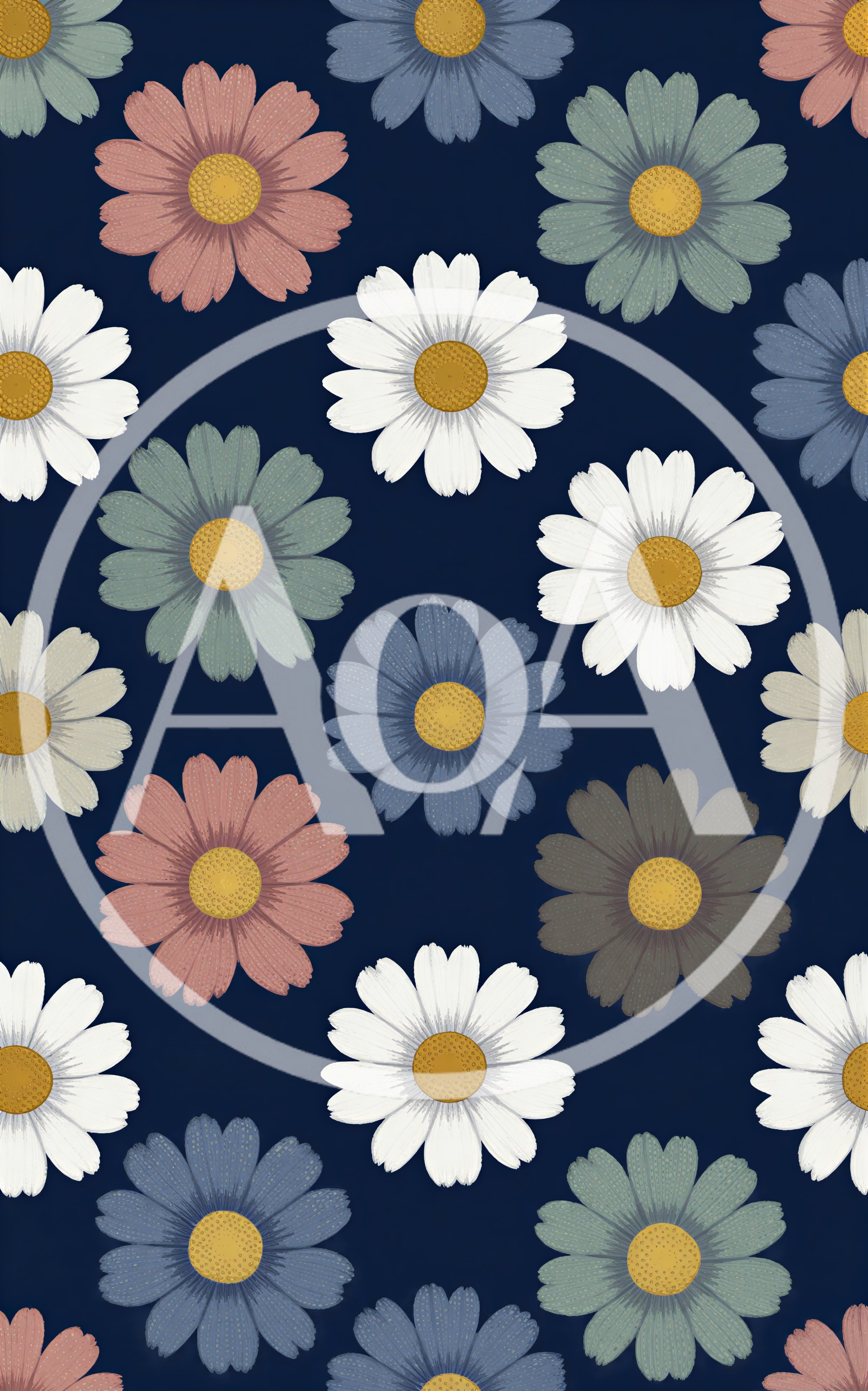 Seamless Pattern of Colorful Daisy Flowers