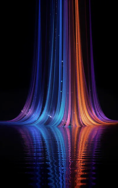 Abstract Digital Light Trails With Water Reflection