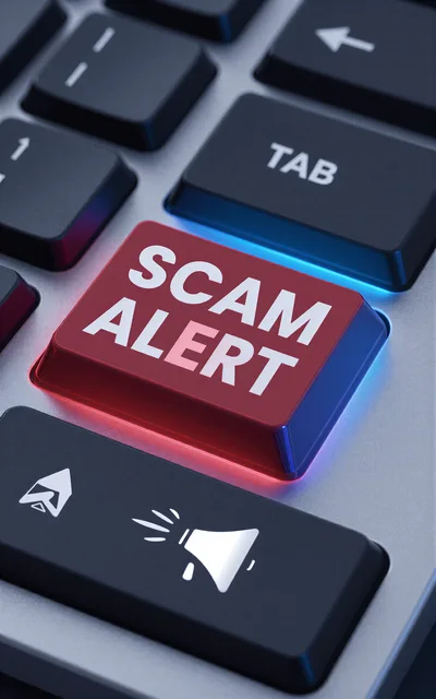 Red Scam Alert Key on Computer Keyboard